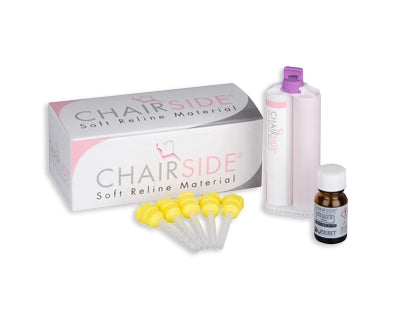 CHAIRSIDE Soft Reline Material, 1-52g cartridge, 1-10mL primer, bottle, 10 mixing tips