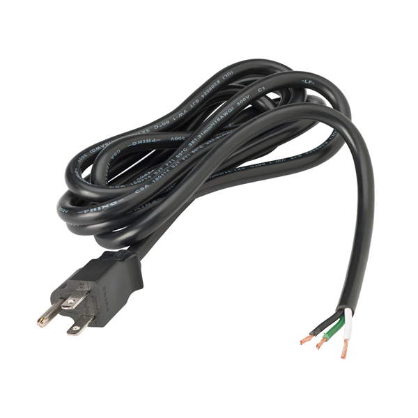 Power Cord, Straight, #16 Gauge, Bare Wires