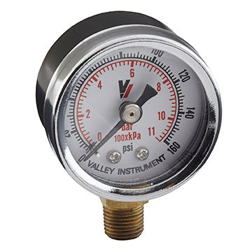 Pressure Gauge 1 1/2" Round 0-160 PSI Bottom Mount