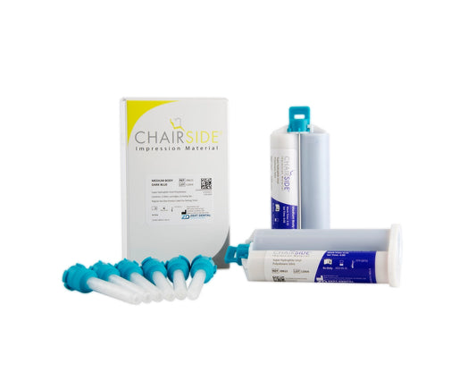 CHAIRSIDE Impression Material, Medium Body , 2-50ml cartridges, 6 mixing tips (DARK BLUE)