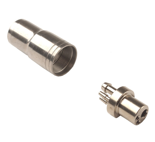 Borden connector and nut with metal adaptor