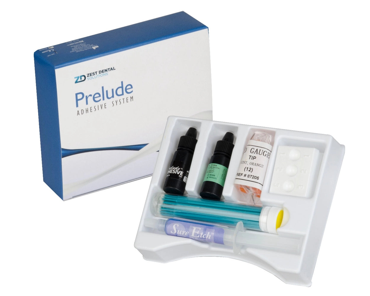 Prelude Total-Etch Kit
Adhesive (5 ml), MicroPrime G (5 ml), SureEtch (5 g), 10 Mixing Wells, 40 Applicator Brushes
