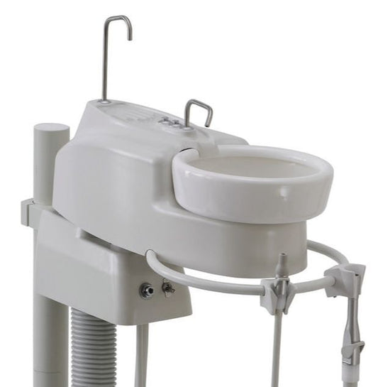 Asepsis design cuspidor with vacuum accessory group and water QD