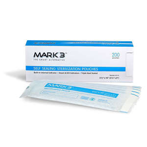 Self Seal 3-1/2" x 10" (3-1/2" x 9") Sterilization Pouches 200/bx. - MARK3